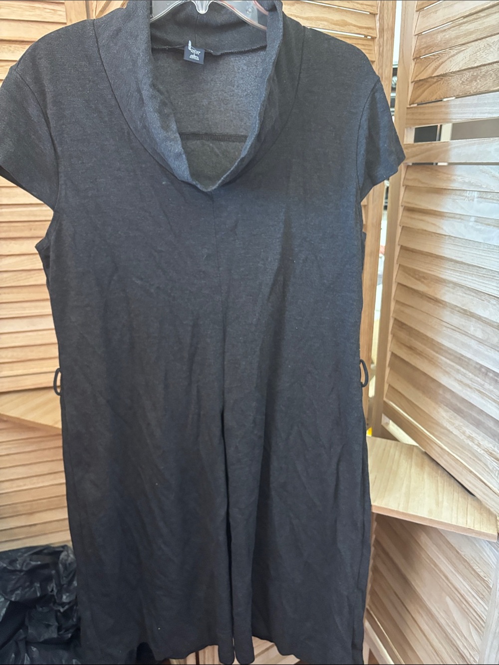 Banana Republic Charcoal Grey Short-Sleeve Cowl Neck Dress Petite Large